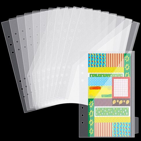 25 Pcs Mini Binder Divider with Pockets for 6 Ring Binders Clear Binder Pouches 5.5 x 8.5 Inches Transparent A5 Document Folders File Organizer for Office in Saudi Arabia