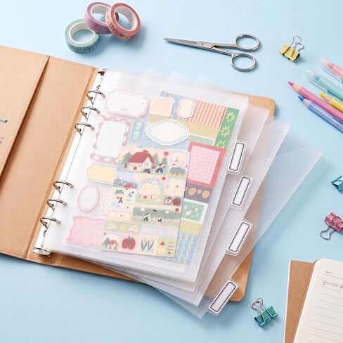 25 Pcs Mini Binder Divider with Pockets for 6 Ring Binders Clear Binder Pouches 5.5 x 8.5 Inches Transparent A5 Document Folders File Organizer for Office in Saudi Arabia
