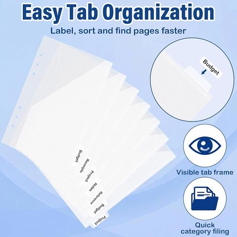 25 Pcs Mini Binder Divider with Pockets for 6 Ring Binders Clear Binder Pouches 5.5 x 8.5 Inches Transparent A5 Document Folders File Organizer for Office in Saudi Arabia