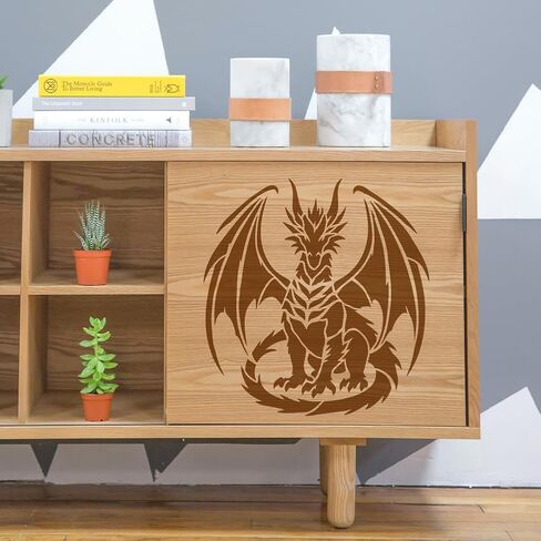 FINGERINSPIRE Dragon Sitting Upright Painting Stencil with Brush, 30x30cm/11.8x11.8inch Reusable Dragon Stencil Plastic Animal Theme Painting Template for DIY Art Projects & Home Decor in Kuwait