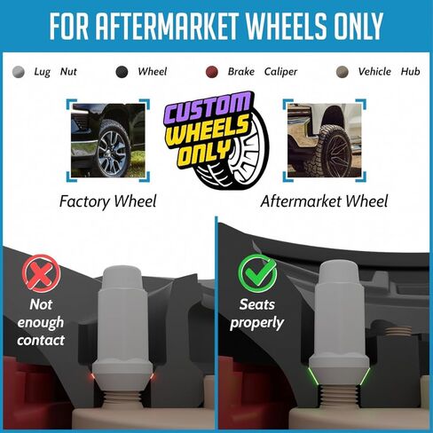Wheel Accessories Parts 32 Pcs M14x1.5 14x1.5 Thread Open End Bulge Acorn 21mm 0.83" Long Lug Nuts Black 7/8" 22mm Hex Fits Chevy Silverado GMC Sierra 2500 3500 Ford F250 F350 RAM 2500 3500 in Kuwait
