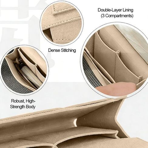 Bedside Storage Organizer with Pockets, Bedside Caddy, Table Cabinet Storage Organizer for TV Remote Control, Phones, Magazines, Tablets, Accessories, Living Room Office Chair Stowage Solution, Beige in Kuwait