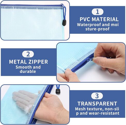 5 Pcs Mesh Zipper Bags, A6 Mesh Zipper Pouch Bags, Waterproof SmallZip Pouches for Organization Office Travel School Supplies Cosmetics Home Organization Storage Accessories in Kuwait