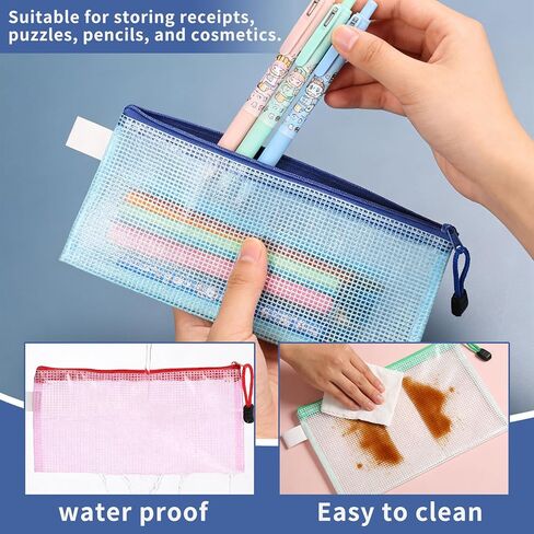5 Pcs Mesh Zipper Bags, A6 Mesh Zipper Pouch Bags, Waterproof SmallZip Pouches for Organization Office Travel School Supplies Cosmetics Home Organization Storage Accessories in Kuwait