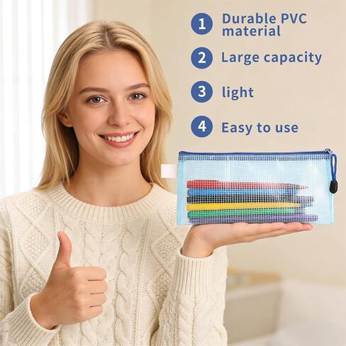 5 Pcs Mesh Zipper Bags, A6 Mesh Zipper Pouch Bags, Waterproof SmallZip Pouches for Organization Office Travel School Supplies Cosmetics Home Organization Storage Accessories in Kuwait