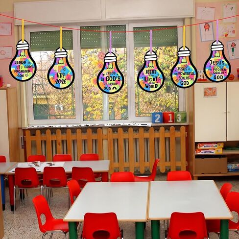 motipuns 30 مجموعات 2026 vbs diy يسوع ضوء لمبة الحرف، الإضاءة تحت عنوان المسيحية الدينية suncatcher المناديل الورقية الزجاج الملون لمبة الفن الديكور لمدرسة الأحد العودة إلى أنشطة المدرسة in Kuwait