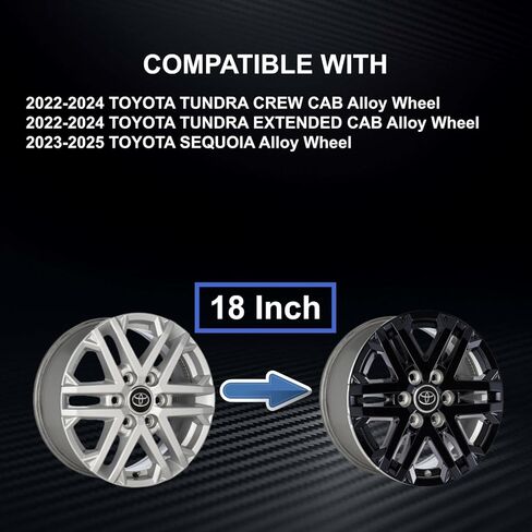 Wheel Skins Compatible with Toyota Tundra Crew cab/Extend cab 2022-2024;; Toyota Sequoia 2023-2025; Wheel Covers; Set of 4 pcs；18-inch in Saudi Arabia