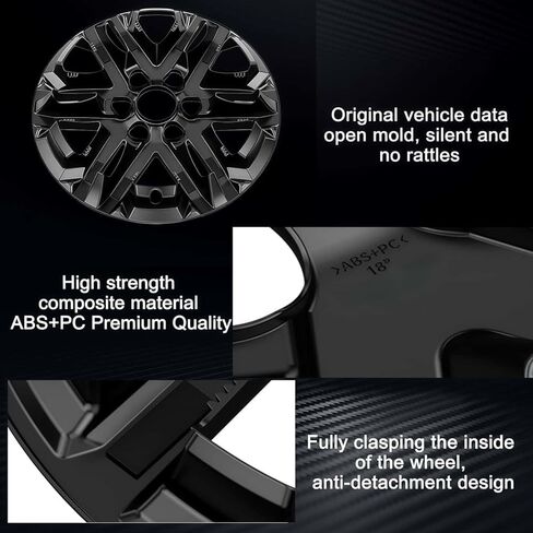 Wheel Skins Compatible with Toyota Tundra Crew cab/Extend cab 2022-2024;; Toyota Sequoia 2023-2025; Wheel Covers; Set of 4 pcs；18-inch in Saudi Arabia