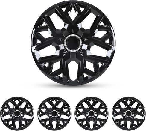 CPW 16’’ Universal Hubcaps for Steel Wheel Rims Cover Snap On Car Truck SUV Car Accessories PP Material Replacement Hub Caps Set of 4 (16 Inch Black Lacquer) in Kuwait