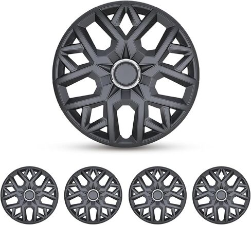 CPW 16’’ Universal Hubcaps for Steel Wheel Rims Cover Snap On Car Truck SUV Car Accessories PP Material Replacement Hub Caps Set of 4 (16 Inch Black Lacquer) in Kuwait