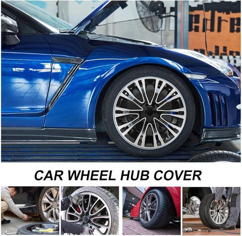 Amosfun السيارات Hubcap غطاء عجلة القيادة استبدال 15.35 "عالمي صالح عجلة ريم غطاء محور السيارة غطاء السيارة الخارجي ملحق سهل التركيب in Kuwait