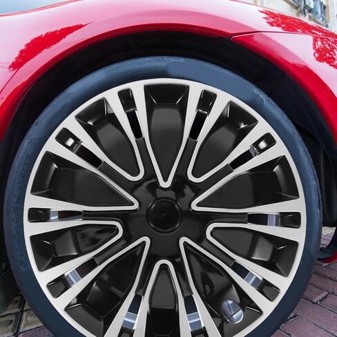 Amosfun السيارات Hubcap غطاء عجلة القيادة استبدال 15.35 "عالمي صالح عجلة ريم غطاء محور السيارة غطاء السيارة الخارجي ملحق سهل التركيب in Kuwait