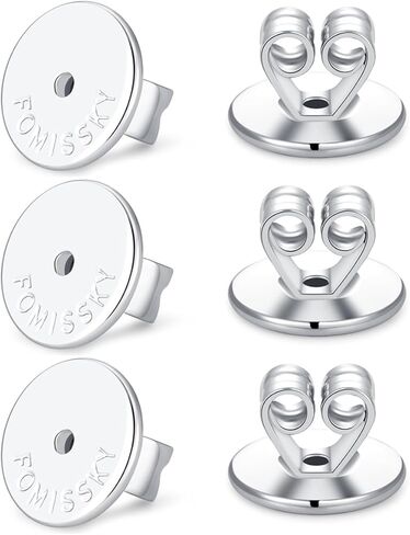 Fomissky-sisa Hypoallergenic Earring Backs for Studs White Gold Plated, Secure Earring Backs Replacements Heavy Earring Support Backs in Saudi Arabia