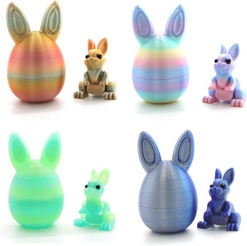 3D Printed Easter Eggs with Bunny Inside,Easter Surprise Rabbit Eggs,3D Printed Animals, Easter Basket Stuffers,Fidget Toys Gifts (4PCS) in Saudi Arabia