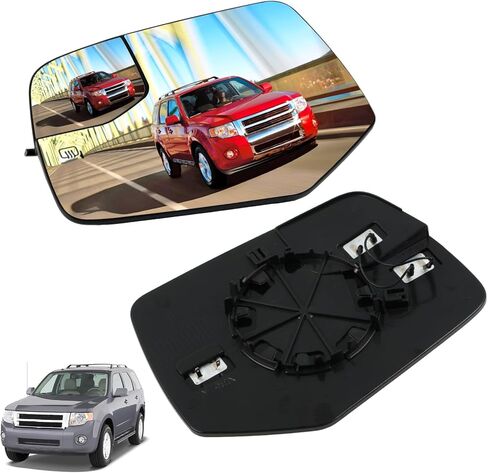Driver Side Heated Mirror Glass Compatible with Ford Escape 2008 2009 2010 2011 2012, Left Side Rear View Mirror Glass with Power Heated in Saudi Arabia