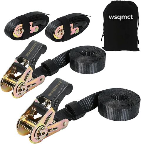 [2-Pack] 1" x 5' Ratchet Straps, 1800lbs Break Strength Heavy Duty Tie-Down with Endless Loops, Secure Lashing for Truck, Motorcycle, Moving, Furniture in Saudi Arabia