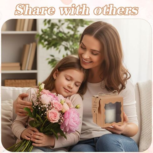Lemecima 50 Set Candle Gift Box Transparent Gift Packaging Box for 4-10 oz Candles 50 Paper Thank You Tag with Ropes for Wedding Birthday Baby Shower Party Favor, 3.35 x 3.35 x 3.94 in (Brown) in Kuwait