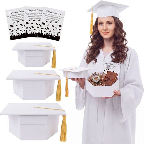 Eaasty 3 Pcs 2026 Graduation Cap Gift Boxes, Black Cardboard Grad Party Favor Magnetic Box Reuseable Centerpieces for Table for High School College Graduation Cash Check Snacks Preserved Flower(Black) in Kuwait