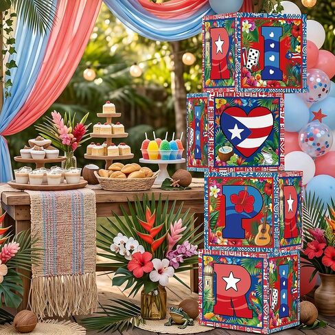 HAPPARTY Puerto Rico Theme Block Boxes Centerpieces 4PCS, Tropical Puerto Rican Birthday Baby Shower Bachelorette Party Background Photo Booth Props Deccorations Supplies in Saudi Arabia