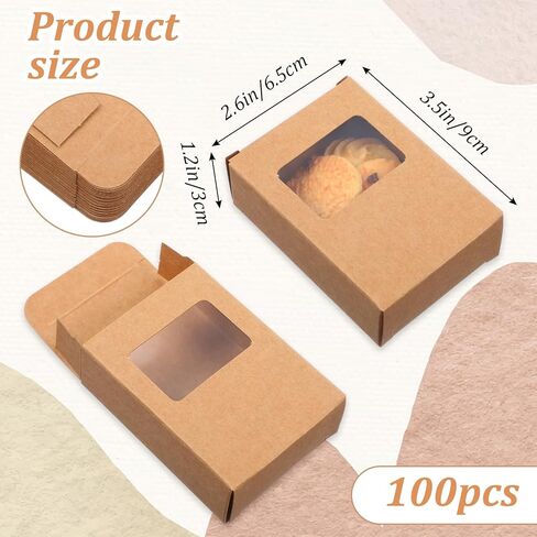100 Pcs Paper Soap Boxes with Window, 3.5 x 2.6 x 1.2 Inch Homemade Soap Packaging Boxes Bulk for Candy, Cookies, Treats and Party Favors, Brown in Saudi Arabia
