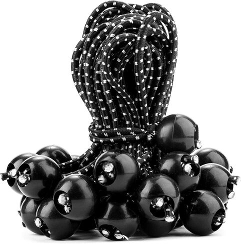 Cartman 30 Pack 6 Inch Ball Bungee Cords Canopy Ties with Elastic String for Canopy, Tarp, Straps, Tent, Black in Kuwait