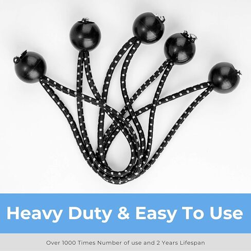 Cartman 30 Pack 6 Inch Ball Bungee Cords Canopy Ties with Elastic String for Canopy, Tarp, Straps, Tent, Black in Kuwait