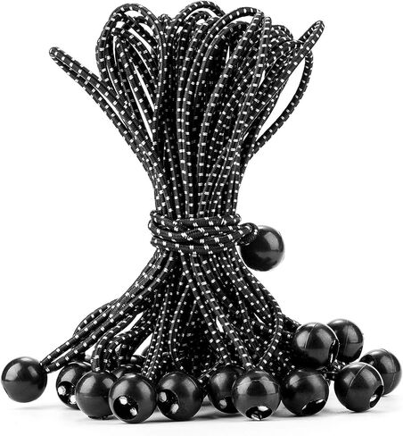 Cartman 30 Pack 6 Inch Ball Bungee Cords Canopy Ties with Elastic String for Canopy, Tarp, Straps, Tent, Black in Kuwait