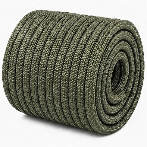 Braided Polyester Arborist Rope (3/8 inch X 100 feet) High Strength Bull Rope for Tree Work Truck Securing Camping Swing, ArmyGreen in Saudi Arabia