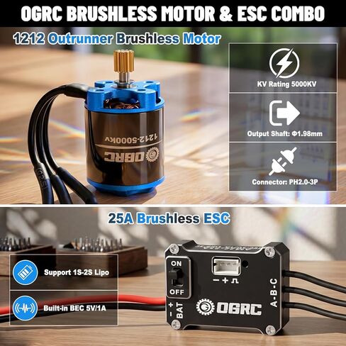 OGRC AM32 25A Brushless ESC & 1212 Sensorless Outrunner Motor Combo for 1/30 Axial SCX30 (5000KV) in Kuwait