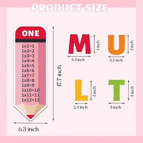 26 Pcs Large Educational Multiplication Math Posters 6.3×17.7 Inch Multiplication Posters Times Table Chart Posters for Elementary Middle School Classroom Must Have Home School Supplies Wall Decor in Saudi Arabia