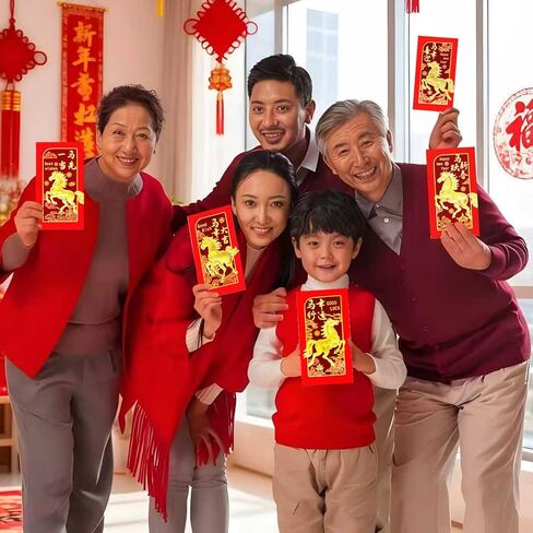 Chinese New Year Red Envelopes, Lunar New Year Envelopes Decorations 2026 New Years Eve Party Supplies, Year of the Horse 2026 Red Envelope Chinese New Year Gifts with 6 Gold Embossed Patterns-18 Pcs in Saudi Arabia