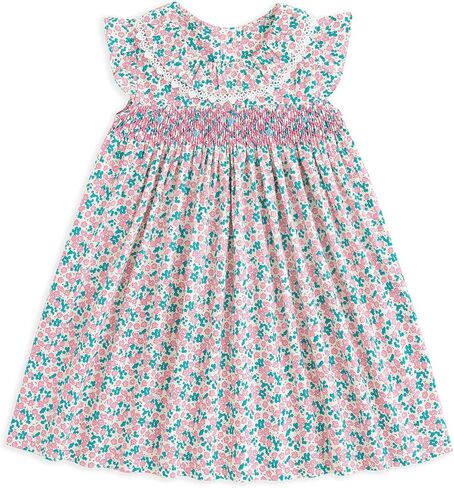Simplee kids Toddler Light Blue Dress Toddler Summer Dress Smocked Toddler Floral Dress Baby Blue Dress 18M in Kuwait