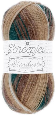Scheepjes Stardust 100 g (3.53 oz) Yarn, Color 663 Gemini, Mohair/Wool/Acrylic/Polyester Blend, Blue and Ecru in Kuwait