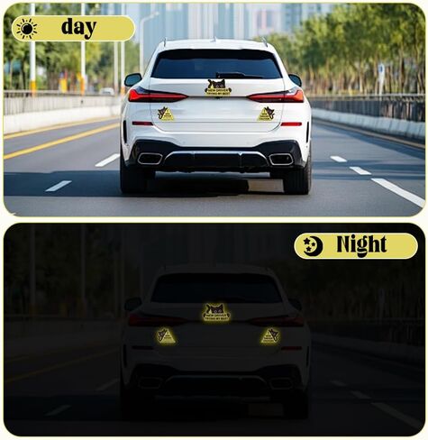 3Pcs Black Cat Car Driving Sticker, Funny New Driver Sticker for Car Please Be Patient, Safety Warning Signs for Student Driver Moderate Size & Long Service Life-Left, Front, Right in Saudi Arabia