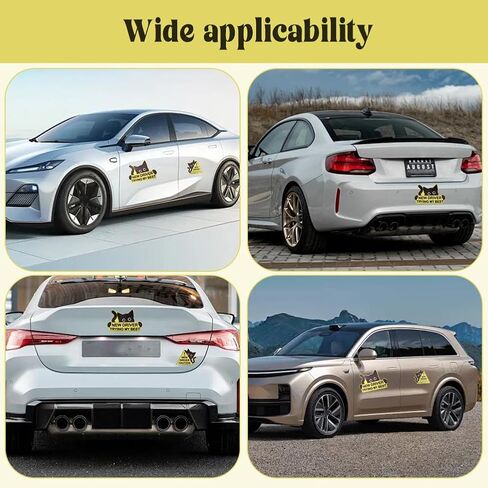 3Pcs Black Cat Car Driving Sticker, Funny New Driver Sticker for Car Please Be Patient, Safety Warning Signs for Student Driver Moderate Size & Long Service Life-Left, Front, Right in Saudi Arabia