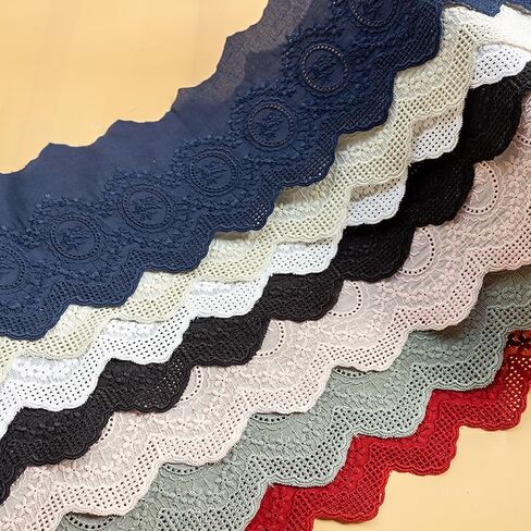 Yalulu 5 Yards Cotton Embroidered Lace Trim, Floral Lace Fabric Trim for Sewing Garment Craft Lace Fabric (Navy Blue) in Kuwait