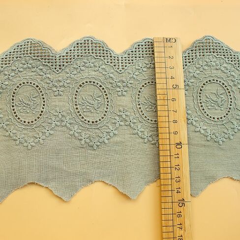 Yalulu 5 Yards Cotton Embroidered Lace Trim, Floral Lace Fabric Trim for Sewing Garment Craft Lace Fabric (Navy Blue) in Kuwait