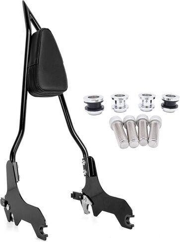 Wsays 24" Tall Sissy Bar and Docking Hardware Kit Compatible with Harley Softail Street Bob FXBB/S Heritage Classic FLHC/S Deluxe FLDE FLSL FXST 2018-2025, Passenger Backrest Sharp Angle Gloss Black in Kuwait