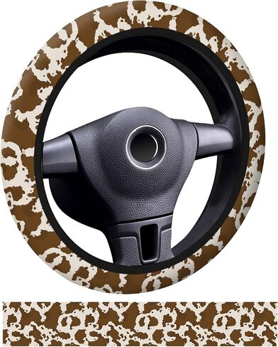 Car Steering Wheel Cover, Universal 15 Inch Neoprene Non-Slip Steering Wheel Covers, Funny Car Accessories for Women Men Fit Auto, Suvs, Truck Cute Beige Leopard in Saudi Arabia