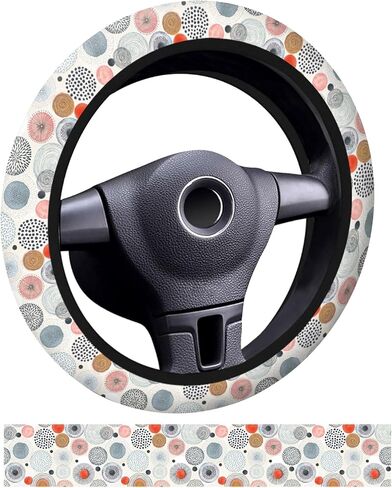 Car Steering Wheel Cover, Universal 15 Inch Neoprene Non-Slip Steering Wheel Covers, Funny Car Accessories for Women Men Fit Auto, Suvs, Truck Cute Beige Leopard in Kuwait