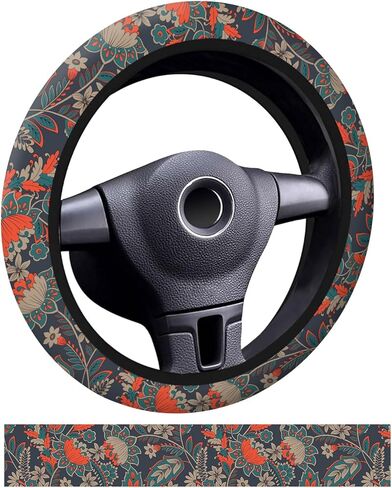 Car Steering Wheel Cover, Universal 15 Inch Neoprene Non-Slip Steering Wheel Covers, Funny Car Accessories for Women Men Fit Auto, Suvs, Truck Cute Beige Leopard in Kuwait