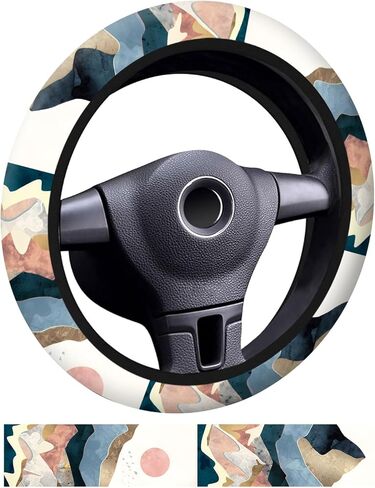 Car Steering Wheel Cover, Universal 15 Inch Neoprene Non-Slip Steering Wheel Covers, Funny Car Accessories for Women Men Fit Auto, Suvs, Truck Cute Beige Leopard in Kuwait