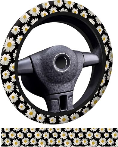 Car Steering Wheel Cover, Universal 15 Inch Neoprene Non-Slip Steering Wheel Covers, Funny Car Accessories for Women Men Fit Auto, Suvs, Truck Cute Beige Leopard in Kuwait
