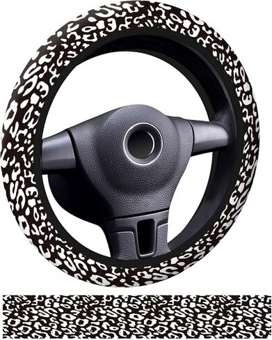Car Steering Wheel Cover, Universal 15 Inch Neoprene Non-Slip Steering Wheel Covers, Funny Car Accessories for Women Men Fit Auto, Suvs, Truck Cute Beige Leopard in Kuwait
