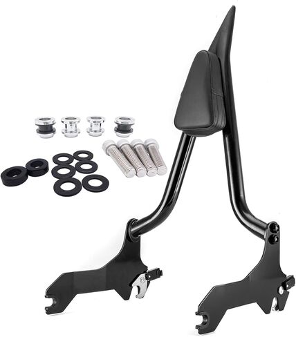 Wsays 24" Tall Sissy Bar and Docking Hardware Kit Compatible with Harley Softail Street Bob FXBB/S Heritage Classic FLHC/S Deluxe FLDE FLSL FXST 2018-2025, Passenger Backrest Sharp Angle Gloss Black in Kuwait