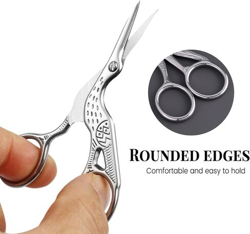 Crane-Shaped Embroidery Scissors – Stainless Steel Small Sewing Scissors with Sharp Blades, 3.7 Inch Compact Craft Scissors for Needlework, Quilting, and Thread Cutting in Saudi Arabia