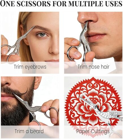 Crane-Shaped Embroidery Scissors – Stainless Steel Small Sewing Scissors with Sharp Blades, 3.7 Inch Compact Craft Scissors for Needlework, Quilting, and Thread Cutting in Saudi Arabia
