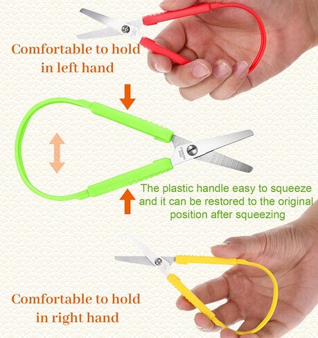 6 Pcs Adaptive Scissors, Self-Opening Loop Scissors for Kids Special Needs with Colorful PP Handles, Safety Design for Easy Grip Schools & Special Needs (5.3 x 2.2 Inches, Assorted Colors) in Saudi Arabia