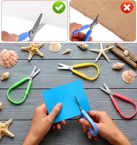 6 Pcs Adaptive Scissors, Self-Opening Loop Scissors for Kids Special Needs with Colorful PP Handles, Safety Design for Easy Grip Schools & Special Needs (5.3 x 2.2 Inches, Assorted Colors) in Saudi Arabia
