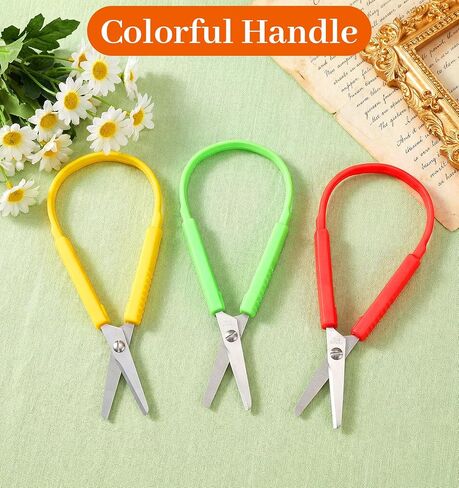 6 Pcs Adaptive Scissors, Self-Opening Loop Scissors for Kids Special Needs with Colorful PP Handles, Safety Design for Easy Grip Schools & Special Needs (5.3 x 2.2 Inches, Assorted Colors) in Saudi Arabia